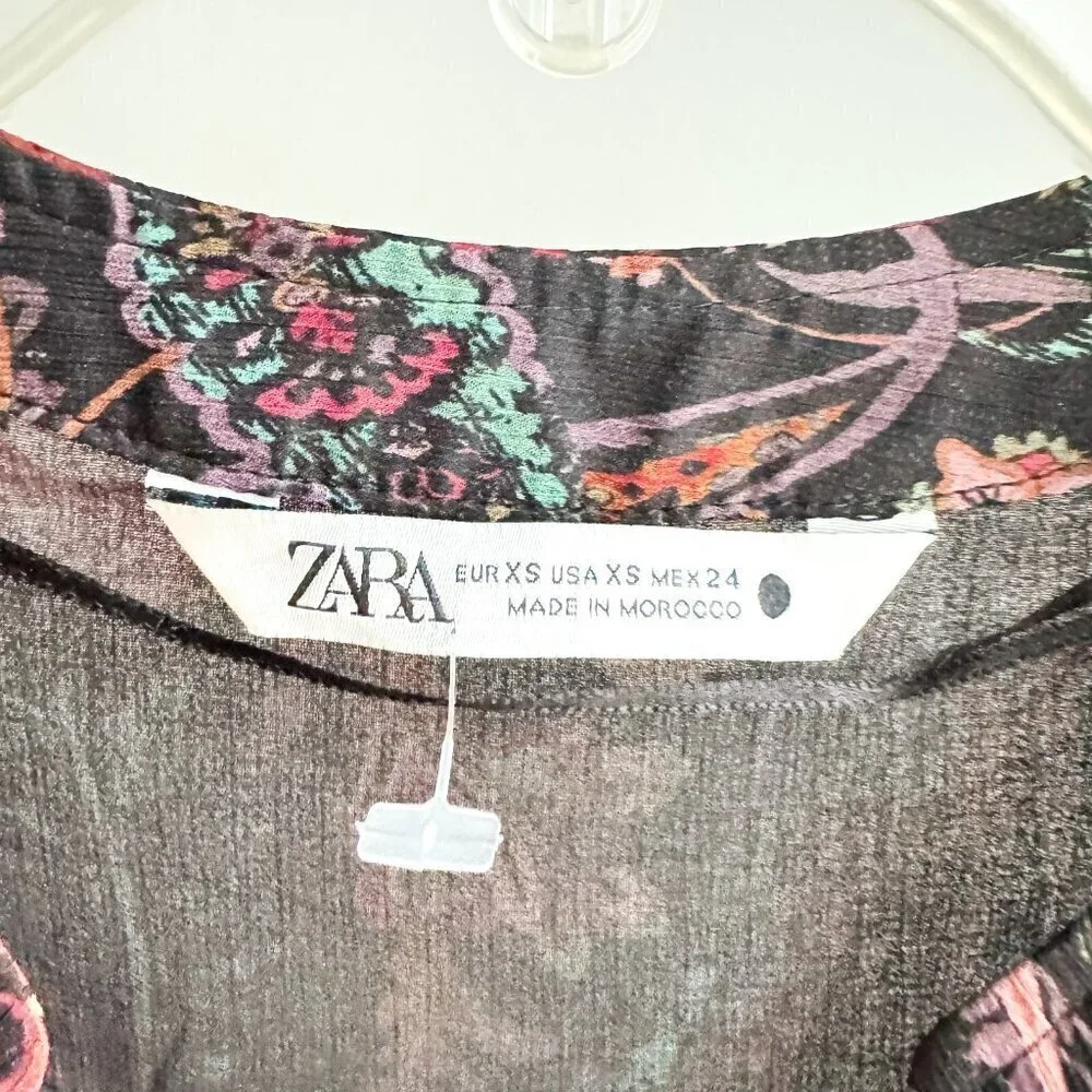 Zara Paisley Print Chiffon Babydoll Mini Dress XS